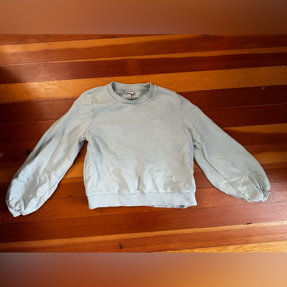 A new day (target) sea green cotton sweatshirt with puffed sleeves